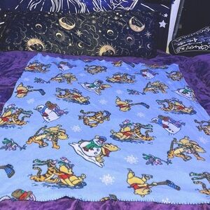 Vintage 90’s Winnie The Pooh Throw Blanket Winter Snow Time Theme